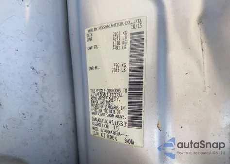 2016 Nissan Maxima 3.5 Platinum/3.5 S/3.5 Sl/3.5 Sr/3.5 Sv from USA, damaged, VIN 1N4AA6AP1GC411633